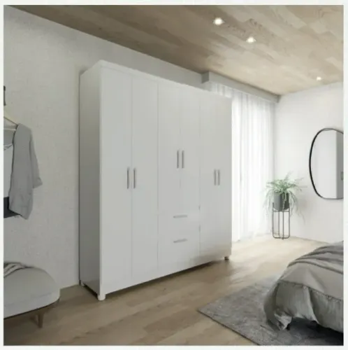 Guarda Roupa Casal 6 Portas 100% MDF E Possiu 2 Gavetas Branco Branco - Montagem Grátis
