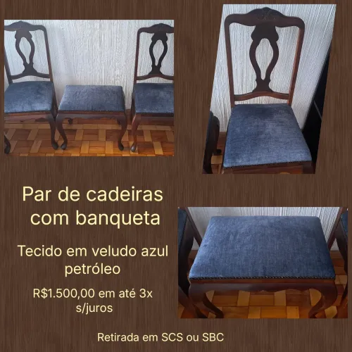 Par de cadeiras de época + banqueta
