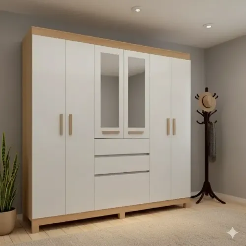Guarda roupa com 6 portas e espelho