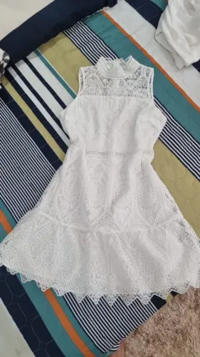 Vestido branco em renda guipir