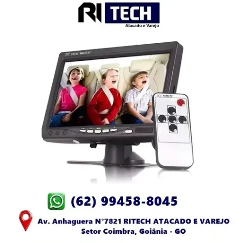 Tela Monitor 7 Polegadas Lcd Colorido Entrada Av C/ Controle Camera de Segurança