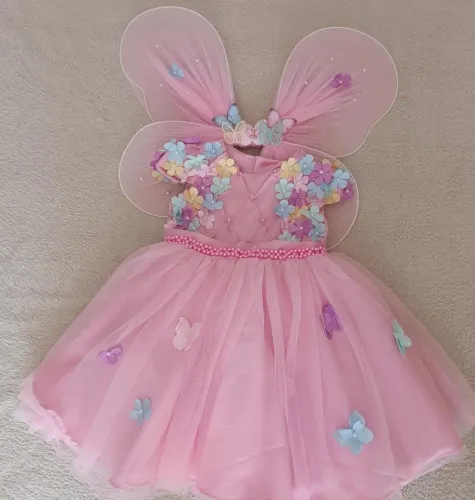 Vestido 1 ano + asa borboletas -jardim encantado