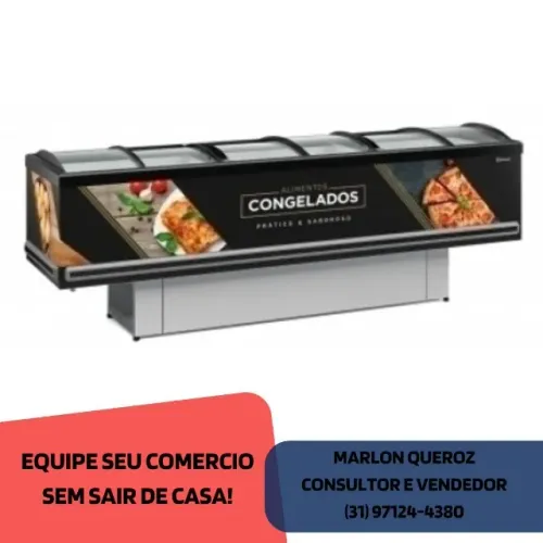 Ilha Para Congelados Vidro Curvo 2,90m Gelopar