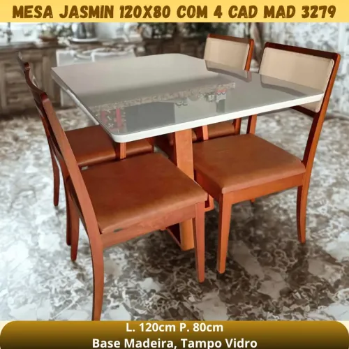 Mesa de Jantar 120x90 com 4 Cadeiras Telinha 