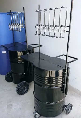 Carrinho de Bebidas com Suporte para Dispensers - Estilo Tambor Industrial