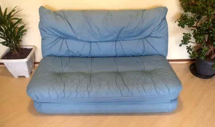 sofá cama lafer azul reclinável casal compacto e confortável