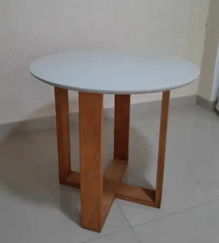 esa Evelin 90 MN Tampo Maia Redondo Imbuia Mel.Off White Carvalho Decor