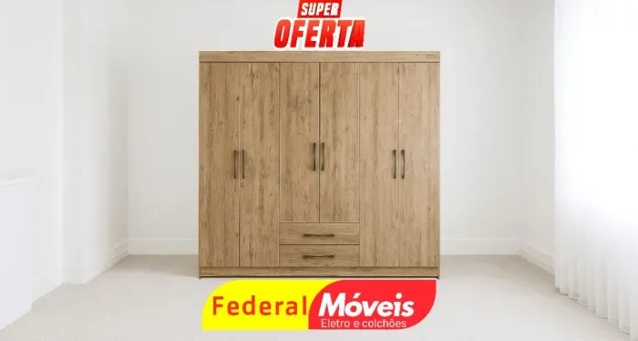 Guarda Roupa 6 Portas e 2 Gavetas Novo - Seu Quarto Muito Mais Organizado