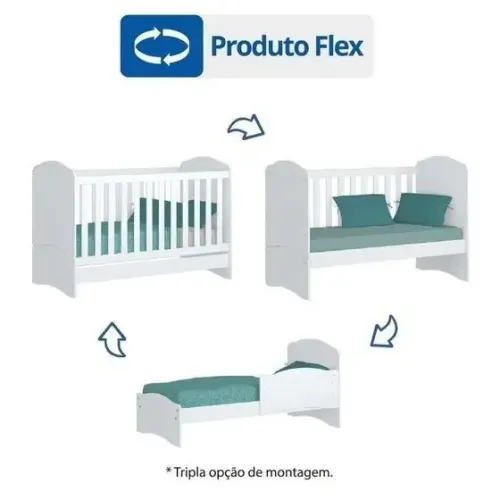 Berço/Mini-Cama Flex Branco - Produto 3 em 1