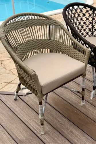 Poltronas alumínio corda nautica área externa varanda sol e chuva 