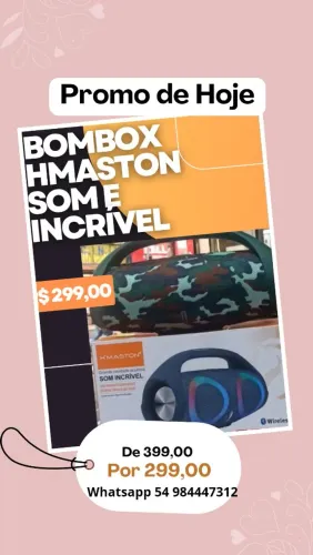 Caixa de Som HMaston Bombox com Som Incrível!