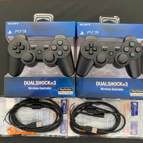 2 controles PS3 NOVO + 2 Cabos 1.5 metros NOVO 