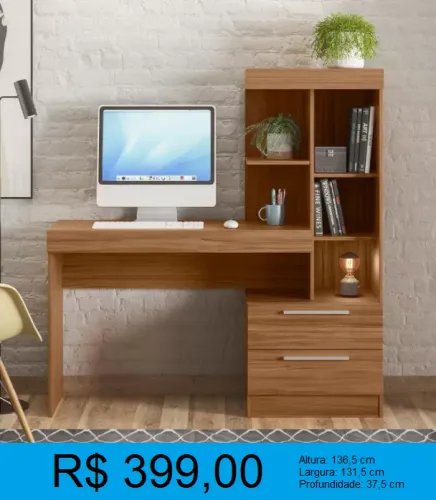 Escrivaninha com prateleira - Entrega e montagem