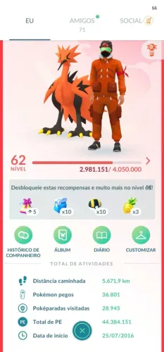Conta de pokemon go