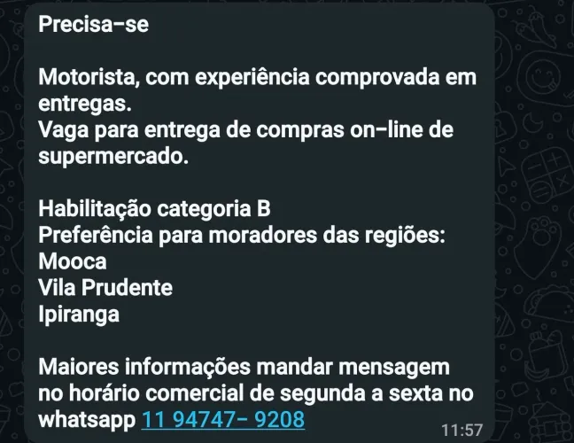 Precisa-se Motorista