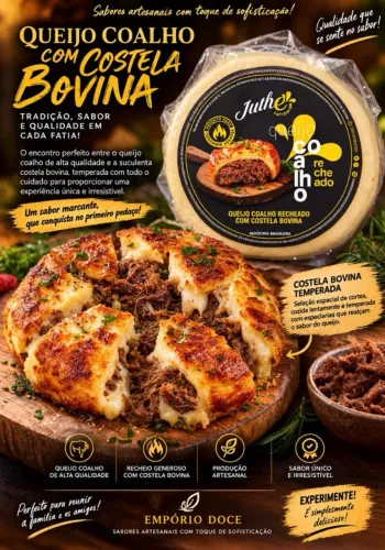 QUEIJO COALHO RECHEADO DE CARNE COSTELA DE 500 GBOVINA