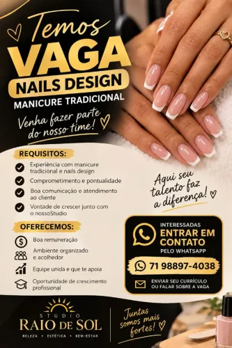 VAGA PARA NAILS DESIGN - MANICURE TRADICIONAL