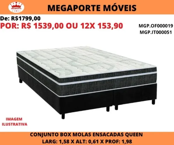 CAMA BOX CASAL QUEEN MOLAS ENSACADAS