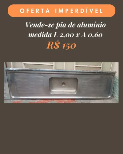 Pia de alumínio 2 metros