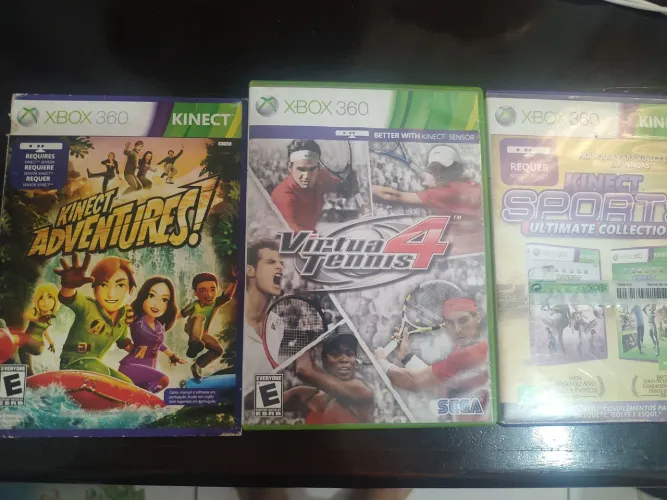 Kit 3 Jogos Xbox 360 - Kinect Sports Ultimate + Adventures + Virtua Tennis 4