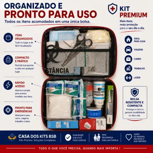 Kit Primeiros Socorros Premium Completo - Casa Carro Empresa Viagem NF