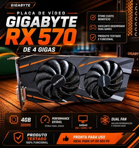 Placa de Vídeo Gigabyte Rx 570 4GB GDDR5