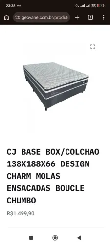 CJ BASE BOX/COLCHAO 138X188X66 DESIGN CHARM MOLAS ENSACADAS BOUCLE CHUMBO