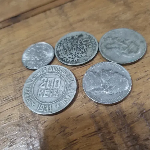 Lote de Moedas Antigas Históricas - Brasil (Réis), Portugal e EUA