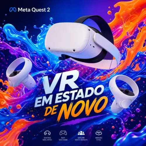 Meta Quest 2 (128GB) - VR Pouco Usado + Case + Head Strap