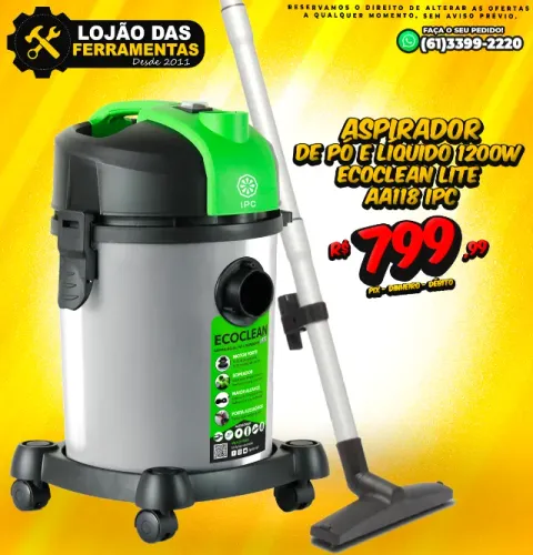 Aspirador de Pó e Líquido 1200w EcoClean Lite AA118 Ipc