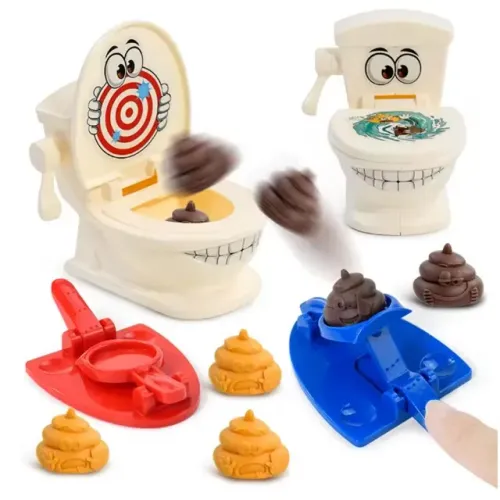 Brinquedo Mini Sanitário Divertido Lança Bosta Catapulta