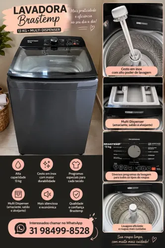Máquina de lavar Brastemp 13kg cinza