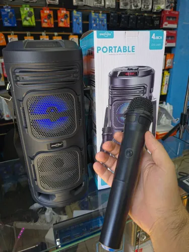 Super Caixa de Som Portátil Amplificada Bluetooth Pen-drive Rádio FM Microfone de Fio