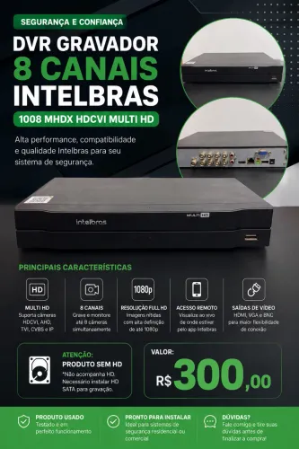 DVR Intelbras multi HD 8 canais