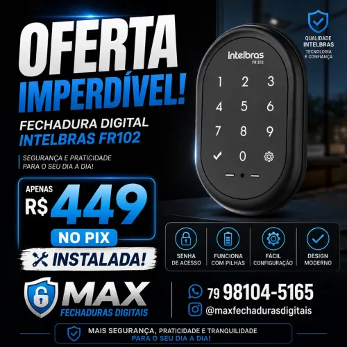 Fechadura digital FR 102 intelbras instalada