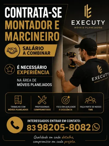 Contrata-se Montador e Marceneiro - Móveis Planejados