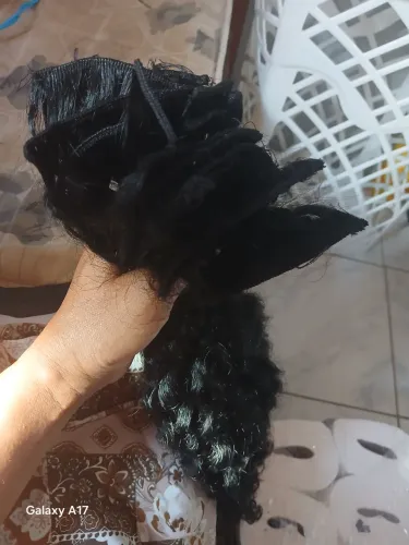 Cabelo100% humano cacheado telado 60 gramas e 55 cm