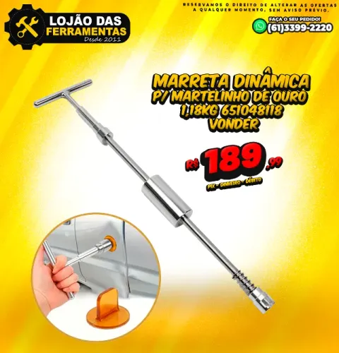 Marreta Dinâmica Para Martelinho de Ouro 1,18kg 651048118 Vonder