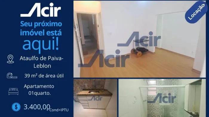 Apartamento com 1 quarto, 39m² na Avenida Ataulfo de Paiva, Leblon, Rio de Janeiro/RJ