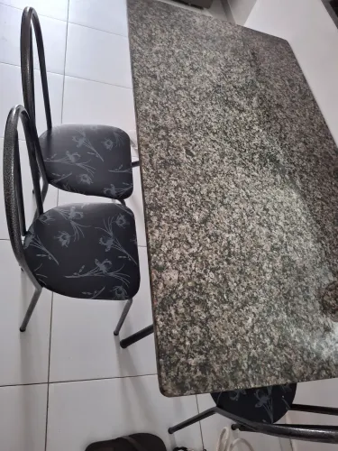 Mesa de mármore com 6 cadeiras, 140cm