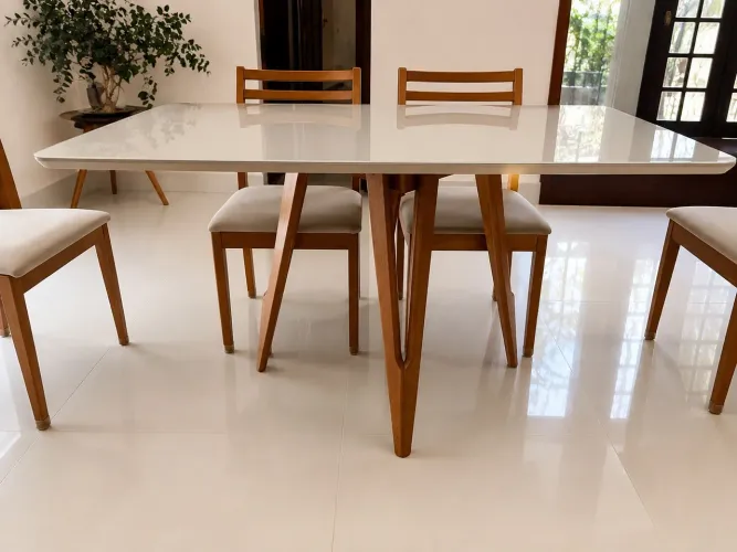 Mesa retangular 6 lugares com ou sem cadeiras