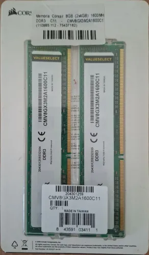 Memória DDR3 Corsair Value Select 8GB - 2x4GB 1600mhz novas lacradas