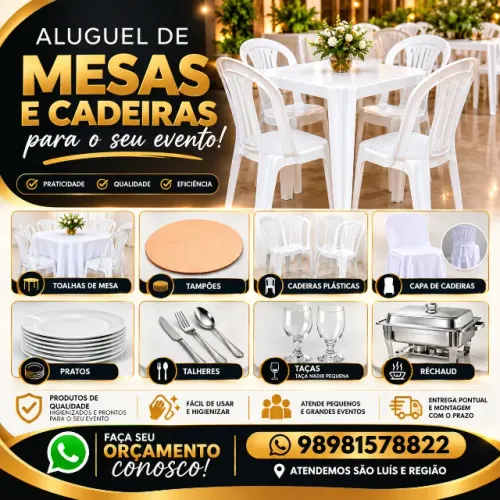 ALUGUEL DE MESAS E CADEIRAS