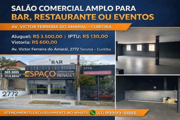 SALÃO COMERCIAL AMPLO PARA BAR, RESTAURANTE OU EVENTOS - AV. VICTOR FERREIRA DO AMARAL
