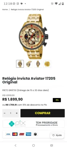 Vendo relógio invicta Aviator