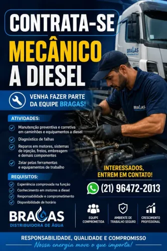 Vaga para Mecânico a Diesel - Faça Parte da Nossa Equipe 