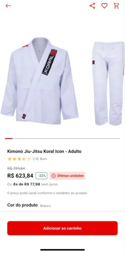 Vende-se KIMONO COMPLETO (BRANCO). TAMANHO: A1