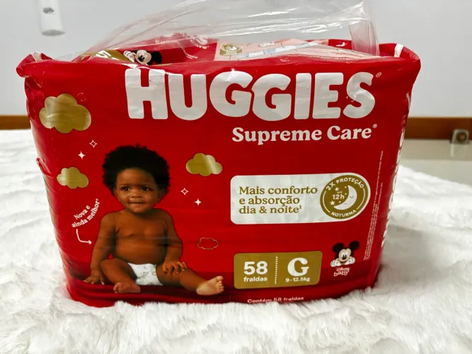Fralda supreme care Huggies G 58 unidades 