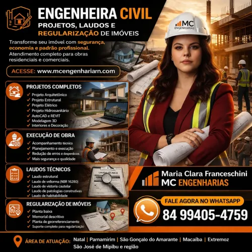 ENGENHEIRA CIVIL | PROJETOS, LAUDOS E REGULARIZAÇÃO DE IMÓVEIS