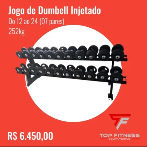 Jogo de Dumbell Injetado 12 ao 24kg